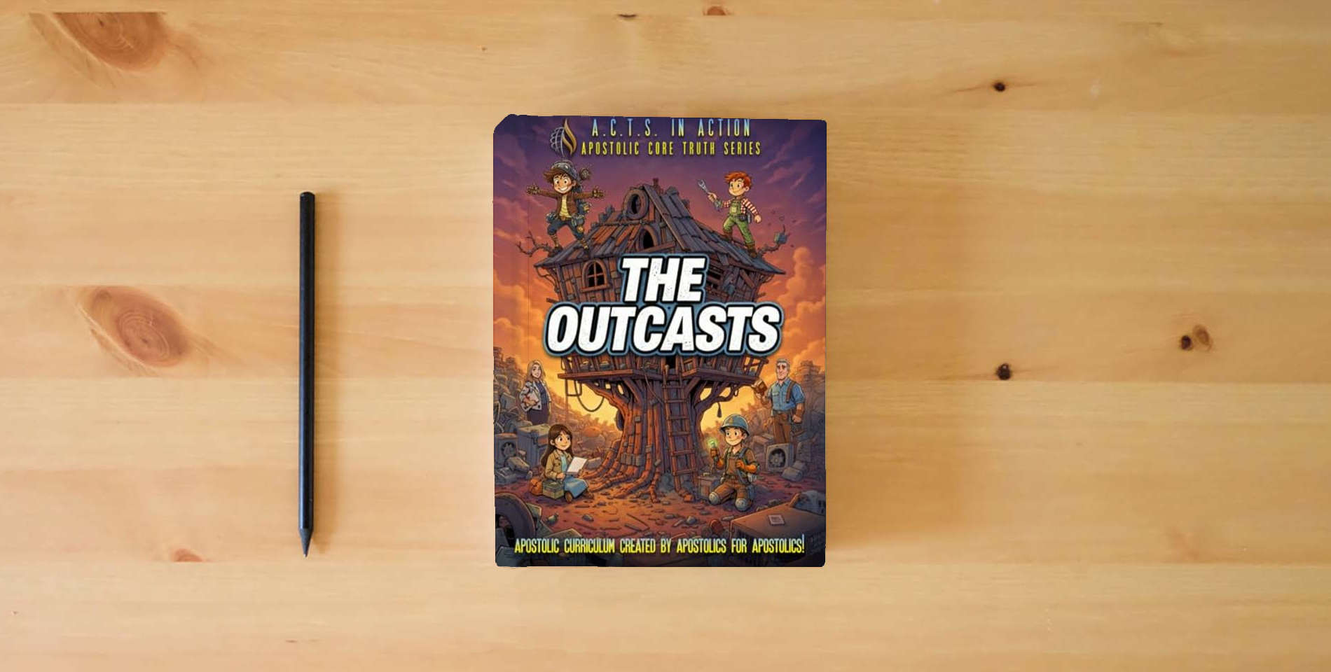 The book A.C.T.S. In Action - B2 - The Outcasts: Apostolic Core Truth Series Sunday School Curriculum is on the table