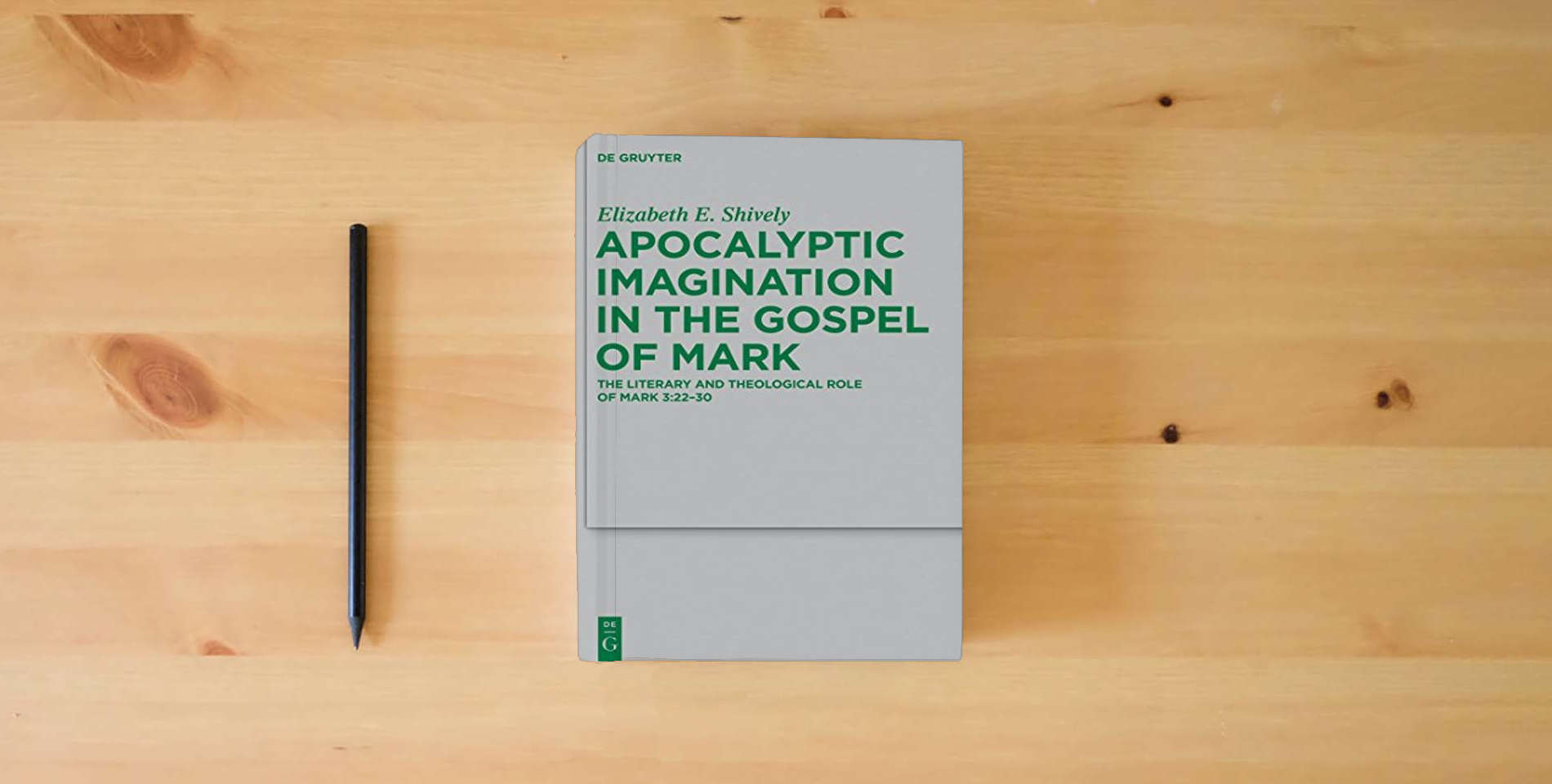 The book Apocalyptic Imagination in the Gospel of Mark: The Literary and Theological Role of Mark 3:22-30 (Beihefte zur Zeitschrift für die neutestamentliche Wissenschaft, 189) is on the table