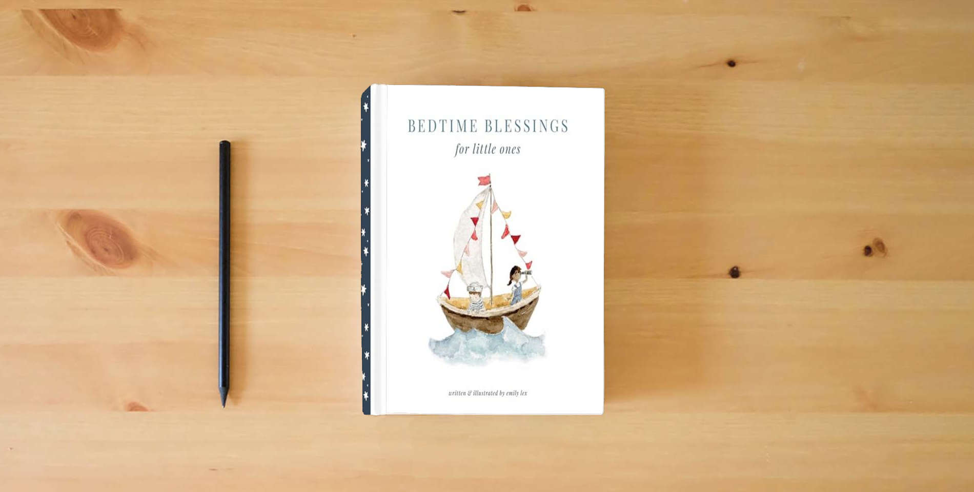 The book Bedtime Blessings for Little Ones is on the table