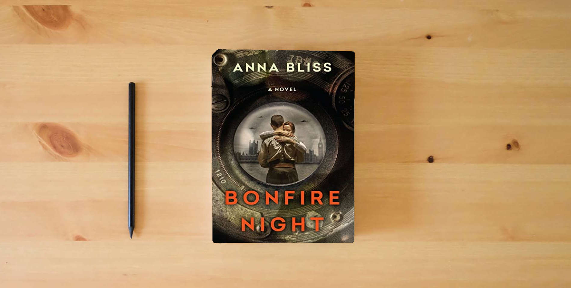 The book Bonfire Night is on the table