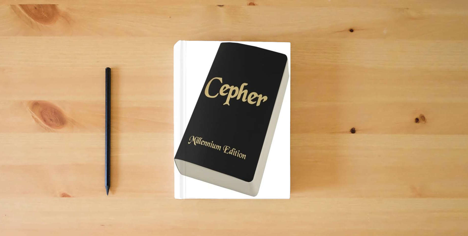 The book Cepher - Soft Cover is on the table