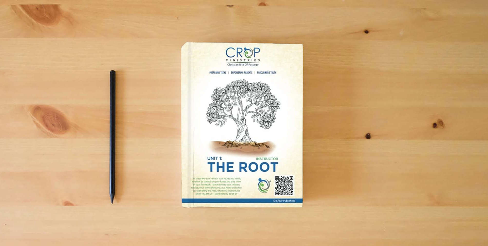 The book CROP Unit 1: Instructor: The Root is on the table