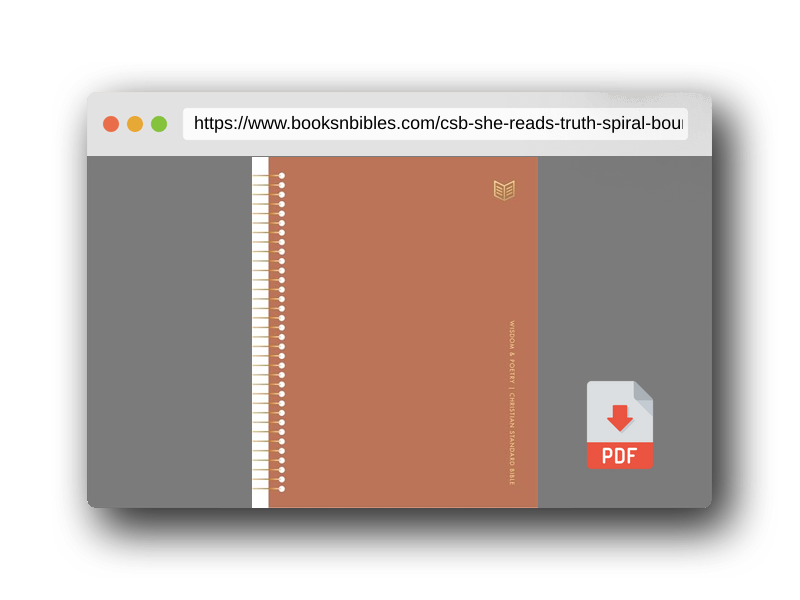 PDF Preview of the book CSB She Reads Truth Spiral Bound Notetaking Bible, Wisdom and Poetry, Hardcover, Black Ltr, Full Color, Inductive Layout, Wide Margins, Notetaking Space, Reading Plans, Scripture Art, Lay-Flat Spiral
