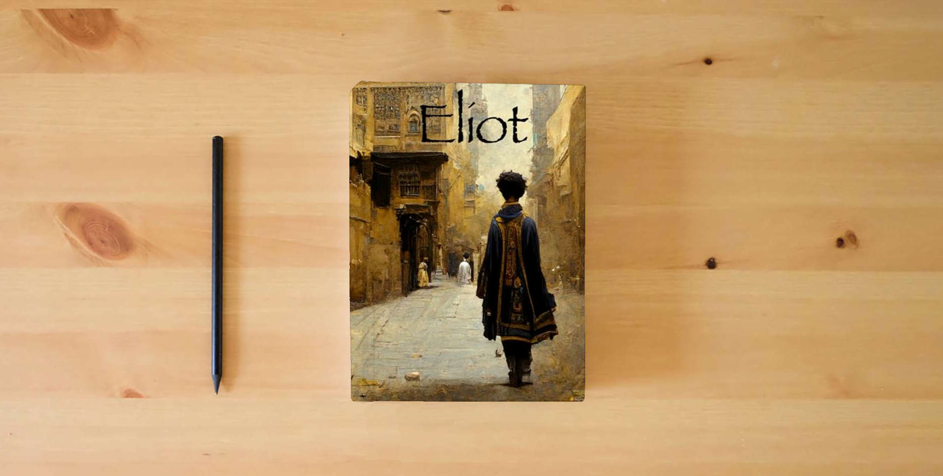 The book Eliot is on the table