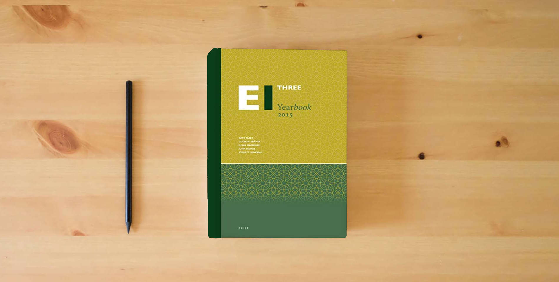 The book Encyclopaedia of Islam Three Yearbook 2015 is on the table