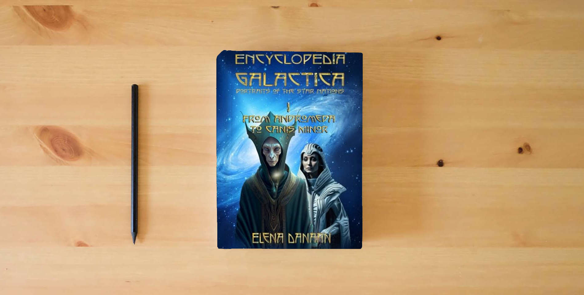 The book ENCYCLOPEDIA GALACTICA volume I: From Andromeda to Canis Minor is on the table