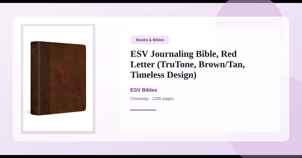 Book ESV Journaling Bible, Red Letter (TruTone, Brown/Tan, Timeless ...