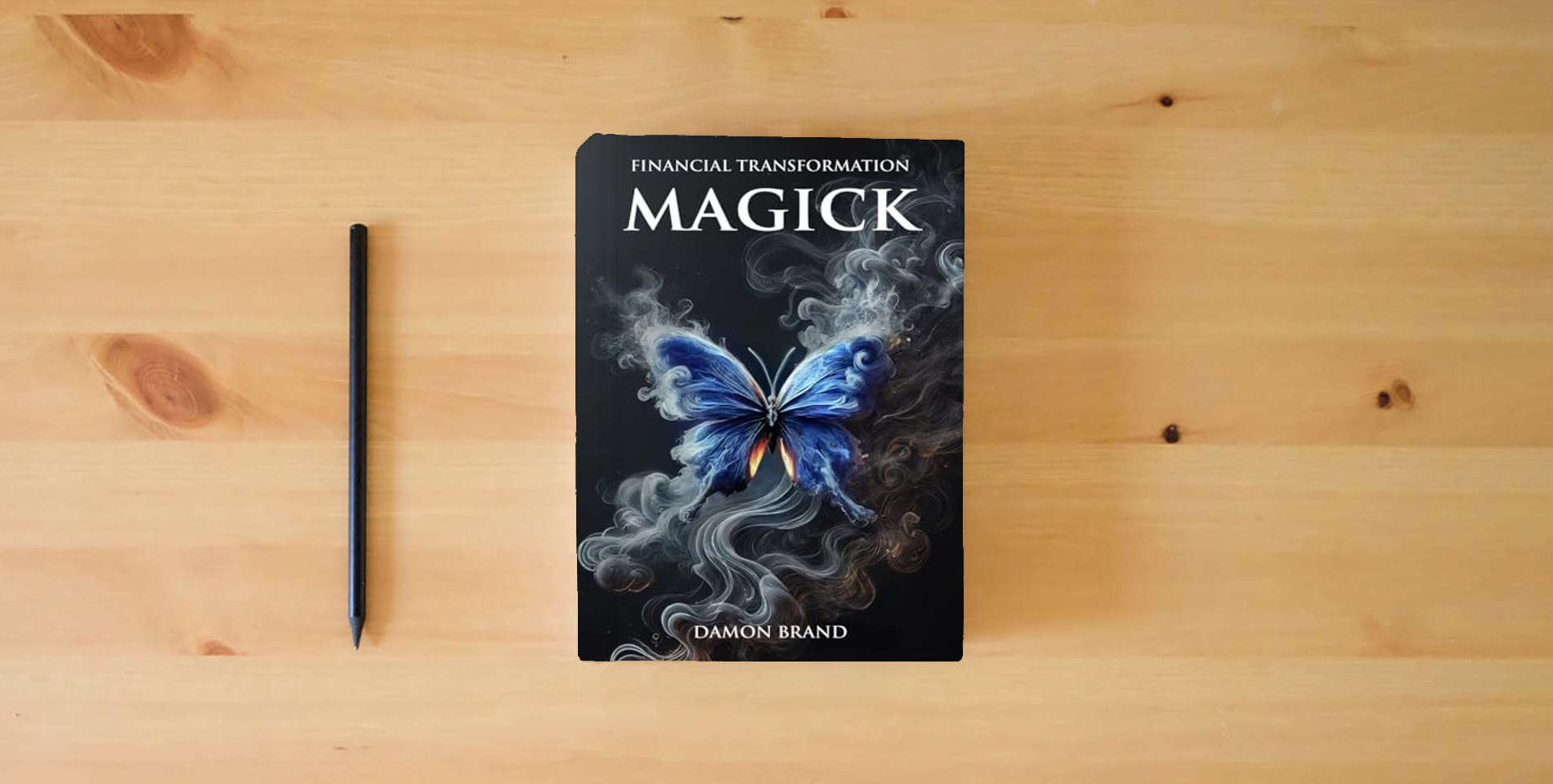 The book Financial Transformation Magick (The Gallery of Magick) is on the table