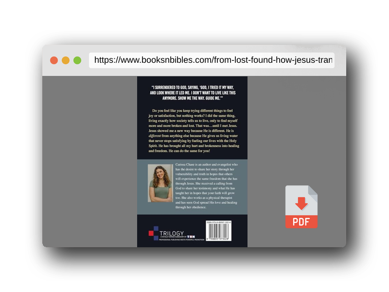 PDF Preview of the book From Lost to Found: How Jesus Transformed My Life in My 20's