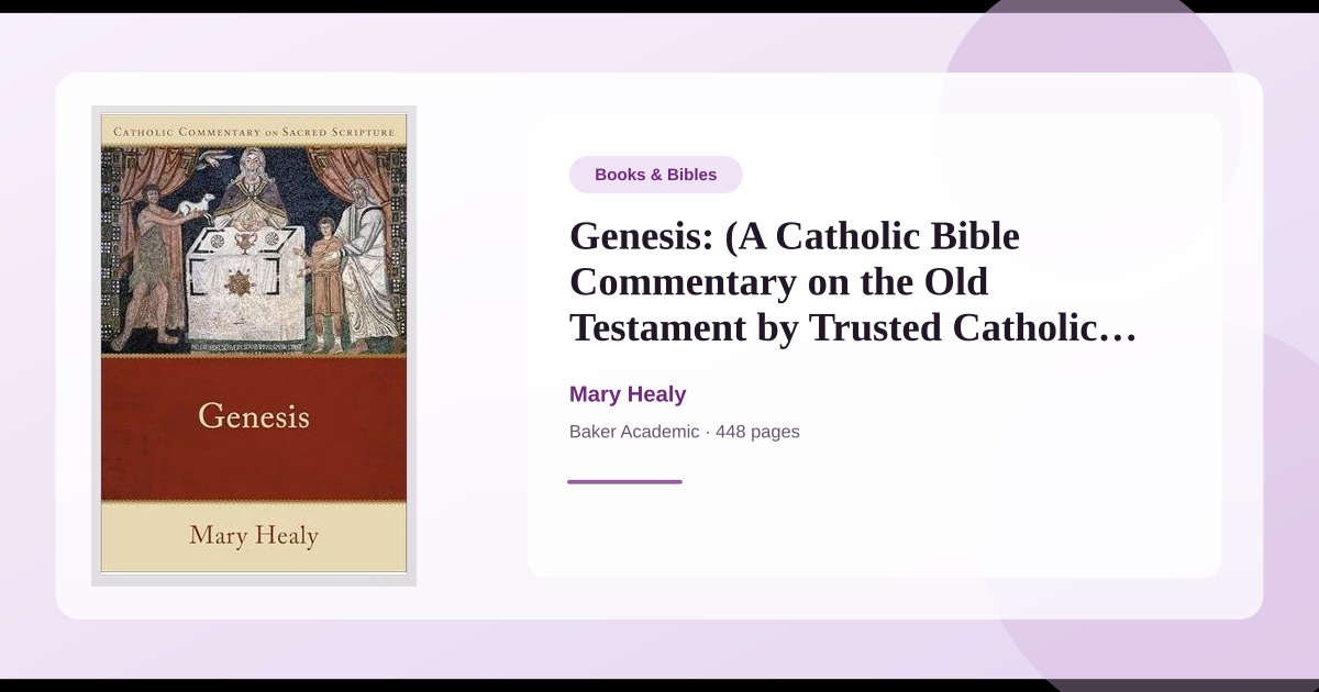 Book Genesis: (A Catholic Bible Commentary on the Old Testament by ...