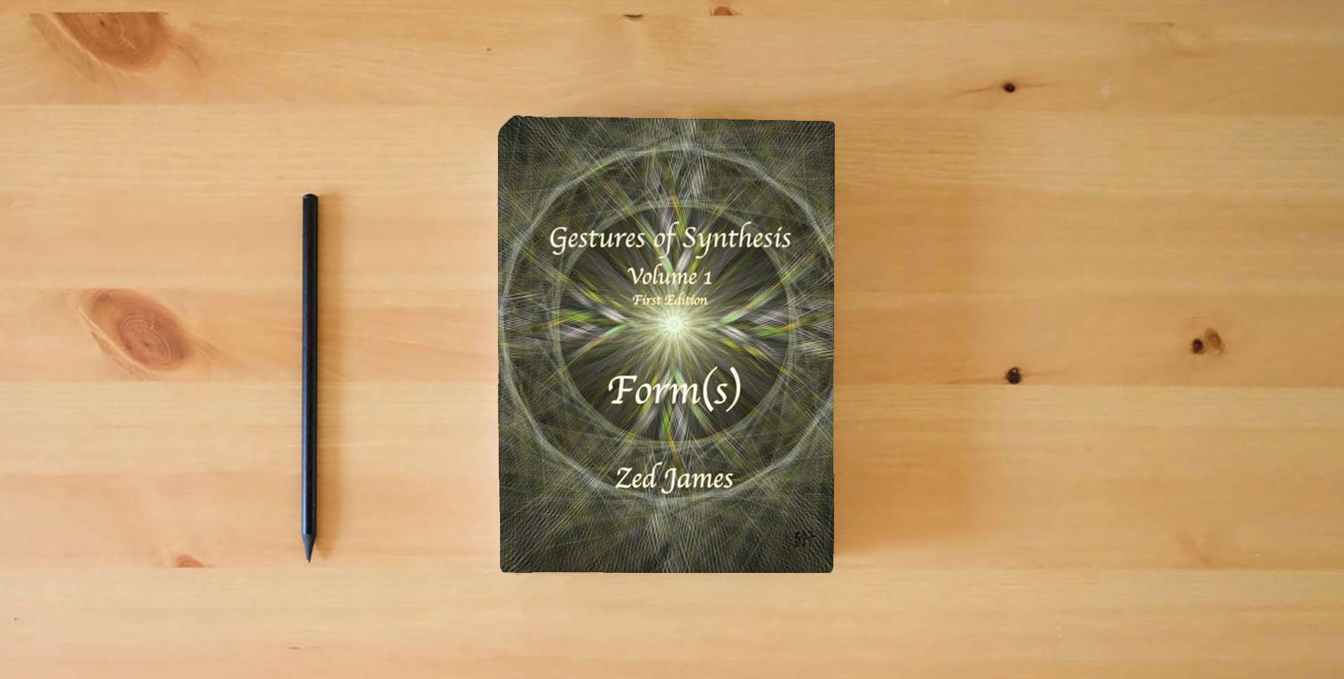 The book Gestures of Synthesis: Volume 1 - Form(s) is on the table