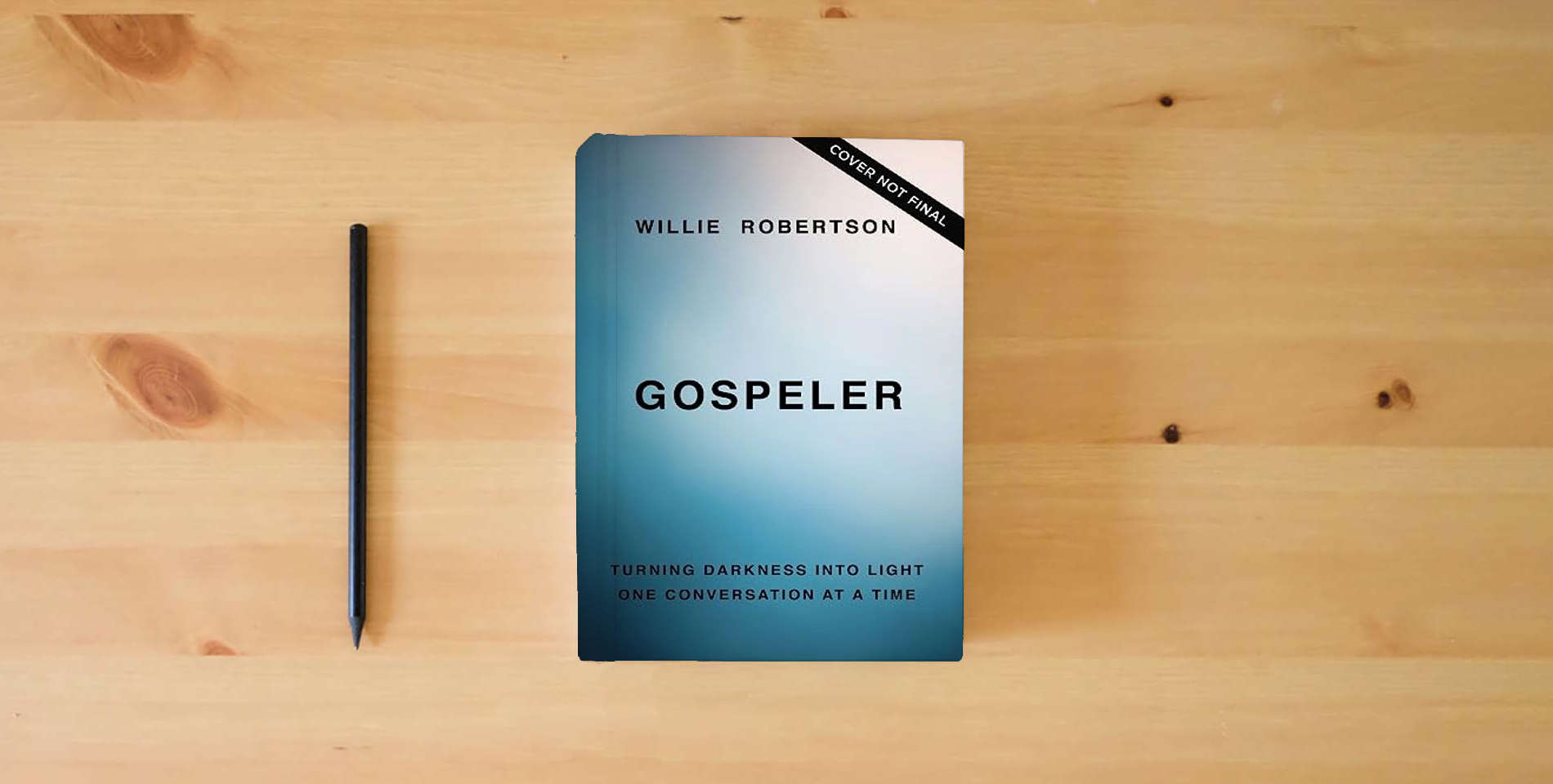 The book Gospeler: Turning Darkness into Light One Conversation at a Time is on the table