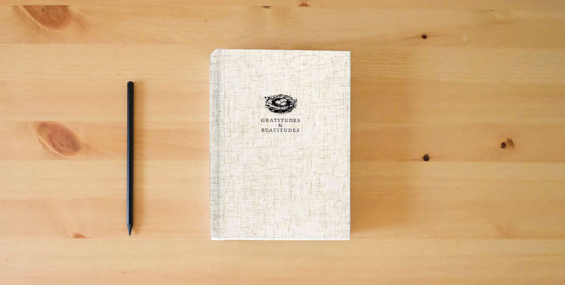 The book Gratitudes & Beatitudes: Christian Gratitude Journal for Women | Overcome Anxiety, Count Blessings | Daily Reflections Based on Sermon on the Mount is on the table