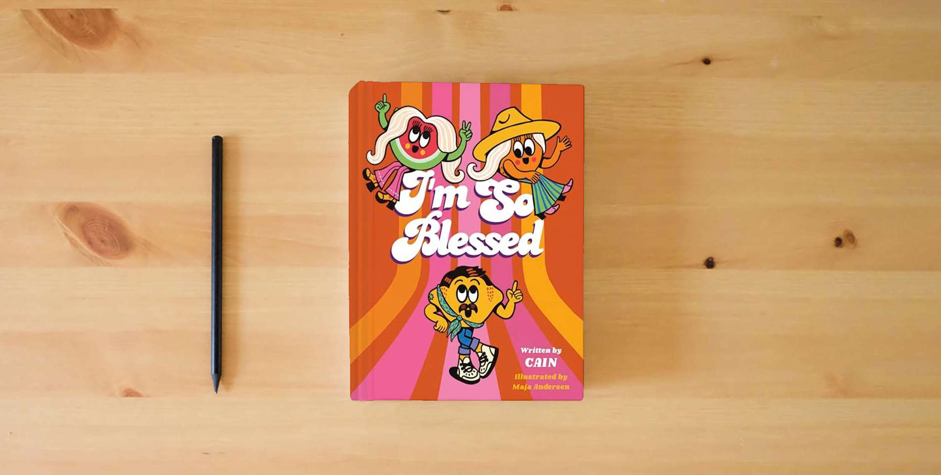 The book I'm So Blessed is on the table