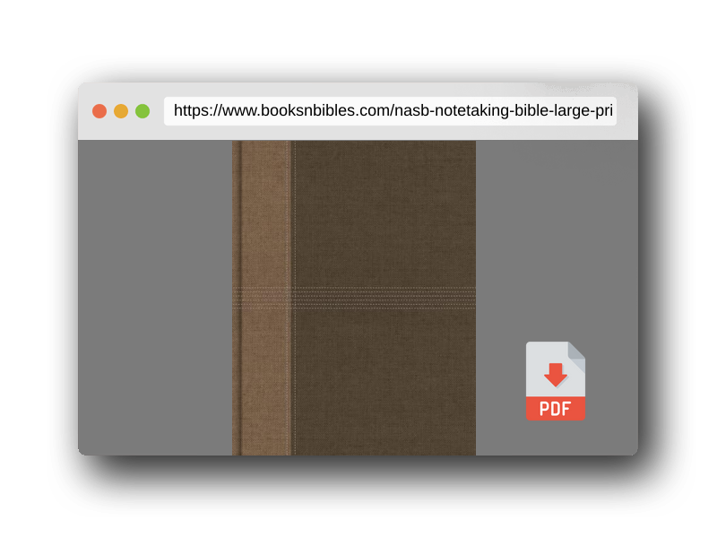 PDF Preview of the book NASB Notetaking Bible, Large Print Edition, Brown Cloth Over Board, Single-Column, Black Letter, Wide Margins, Journaling Space, Reading Plan, Sewn Binding, Easy-to-Read Karmina Type