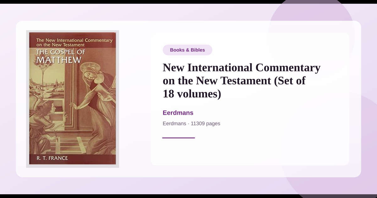 Book New International Commentary on the New Testament (Set of 18 ...