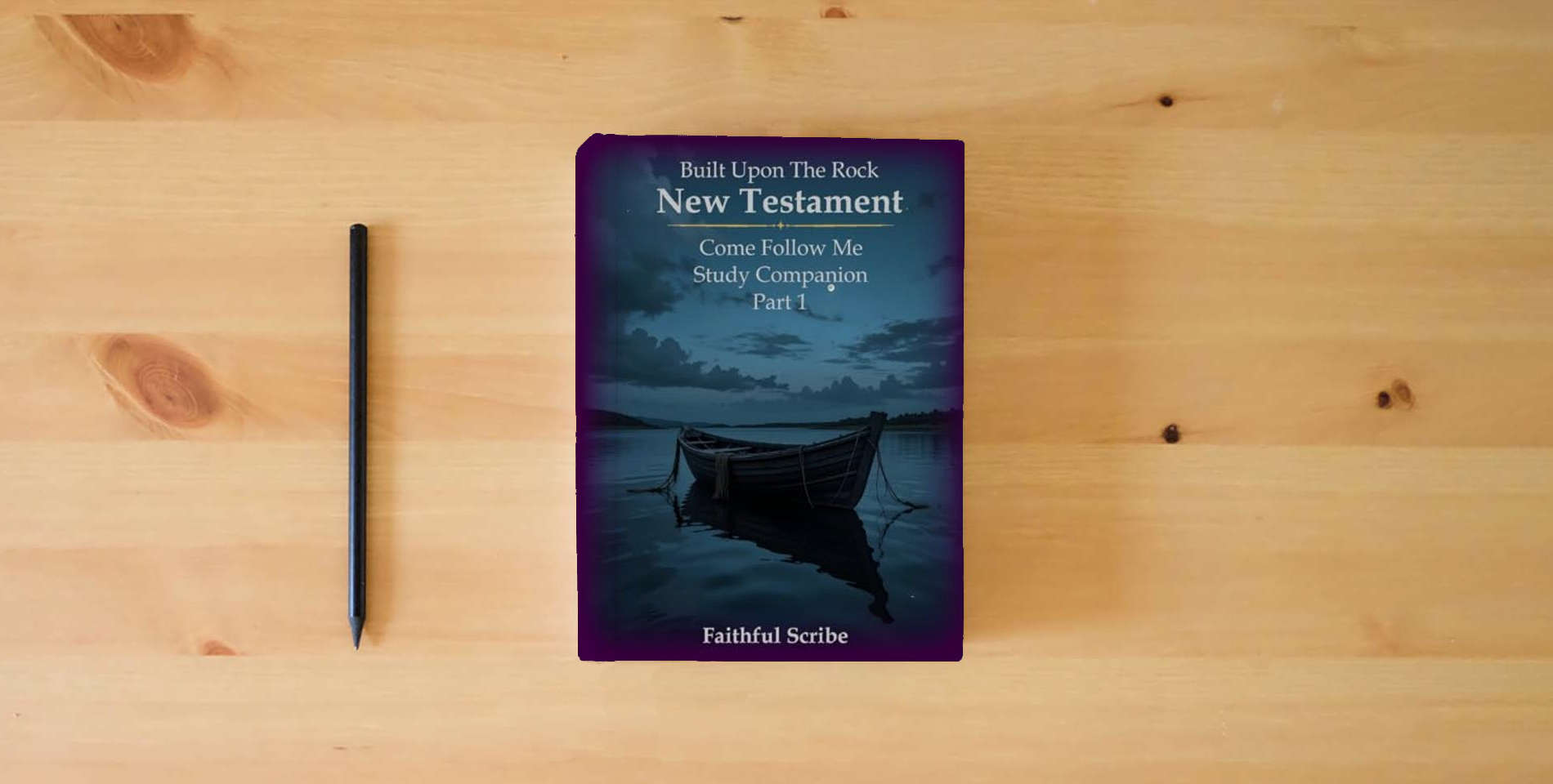 The book New Testament: Part 1 (Built Upon the Rock: Come Follow Me Study Companion) is on the table