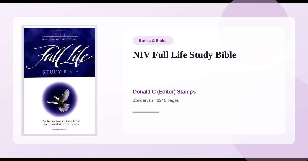 Book NIV Full Life Study Bible → Download and Print PDF, Abstract ...