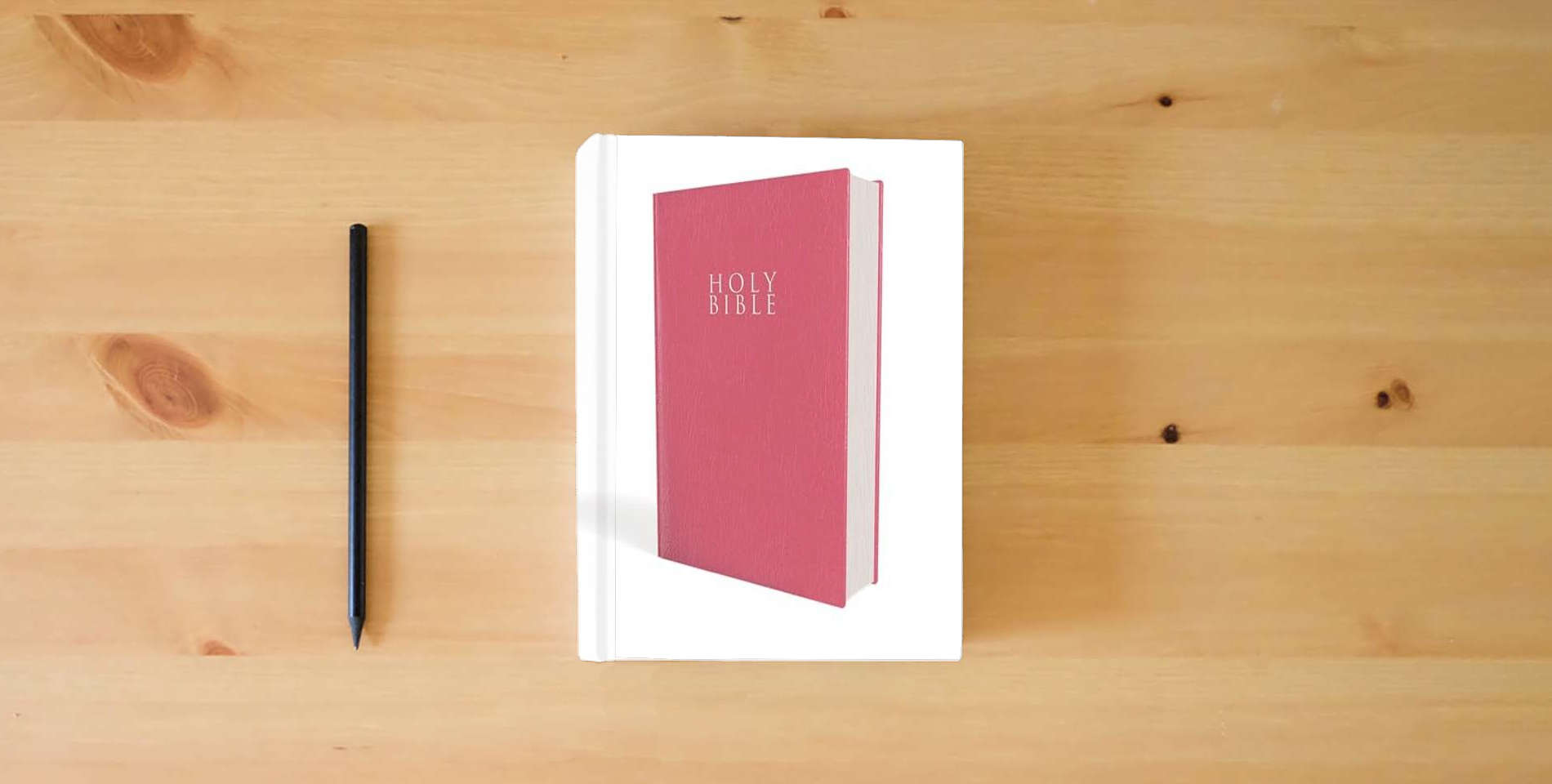 The book NIV, Gift and Award Bible, Leather-Look, Pink, Red Letter, Comfort Print is on the table