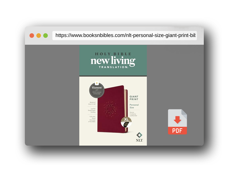 PDF Preview of the book NLT Personal Size Giant Print Bible, Filament Enabled (LeatherLike, Aurora Cranberry, Indexed, Red Letter)