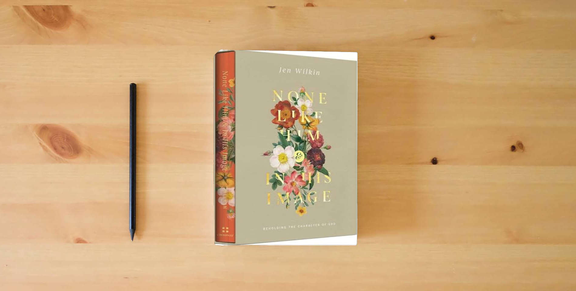 The book None Like Him and In His Image Gift Edition: Beholding the Character of God (2 Volumes in 1) is on the table