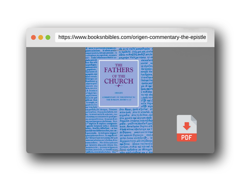PDF Preview of the book Origen: Commentary on the Epistle to the Romans, Books 6-10 (Fathers of the Church)