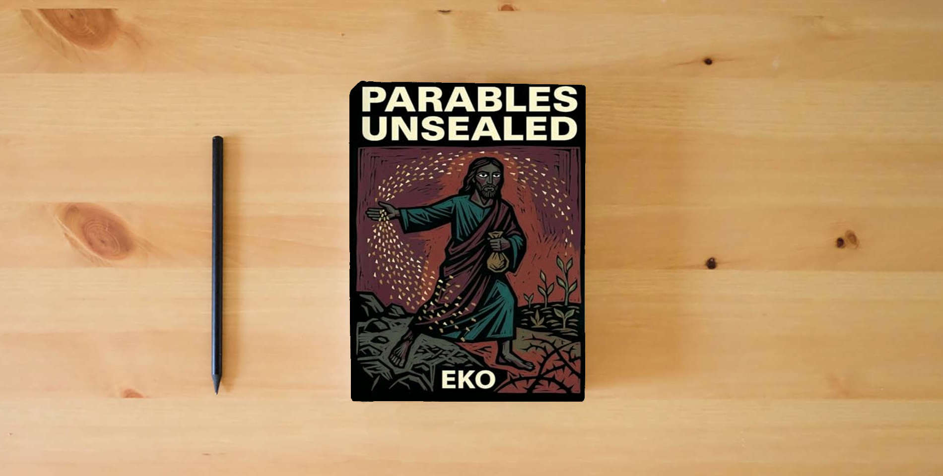 The book Parables Unsealed (The Sacred Code) is on the table