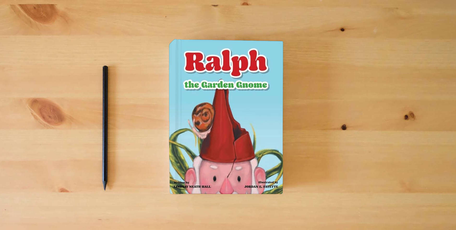 The book Ralph the Garden Gnome is on the table