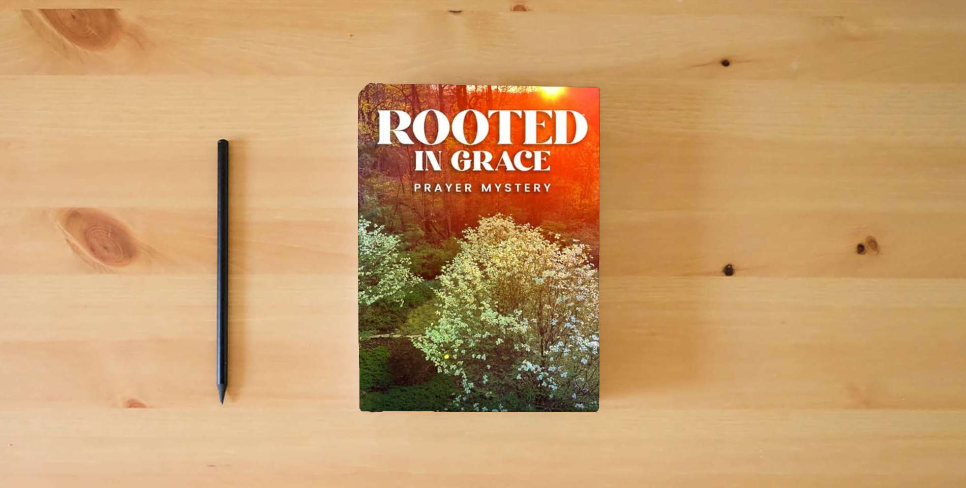 The book Rooted in Grace: The Mystery of Prayer is on the table