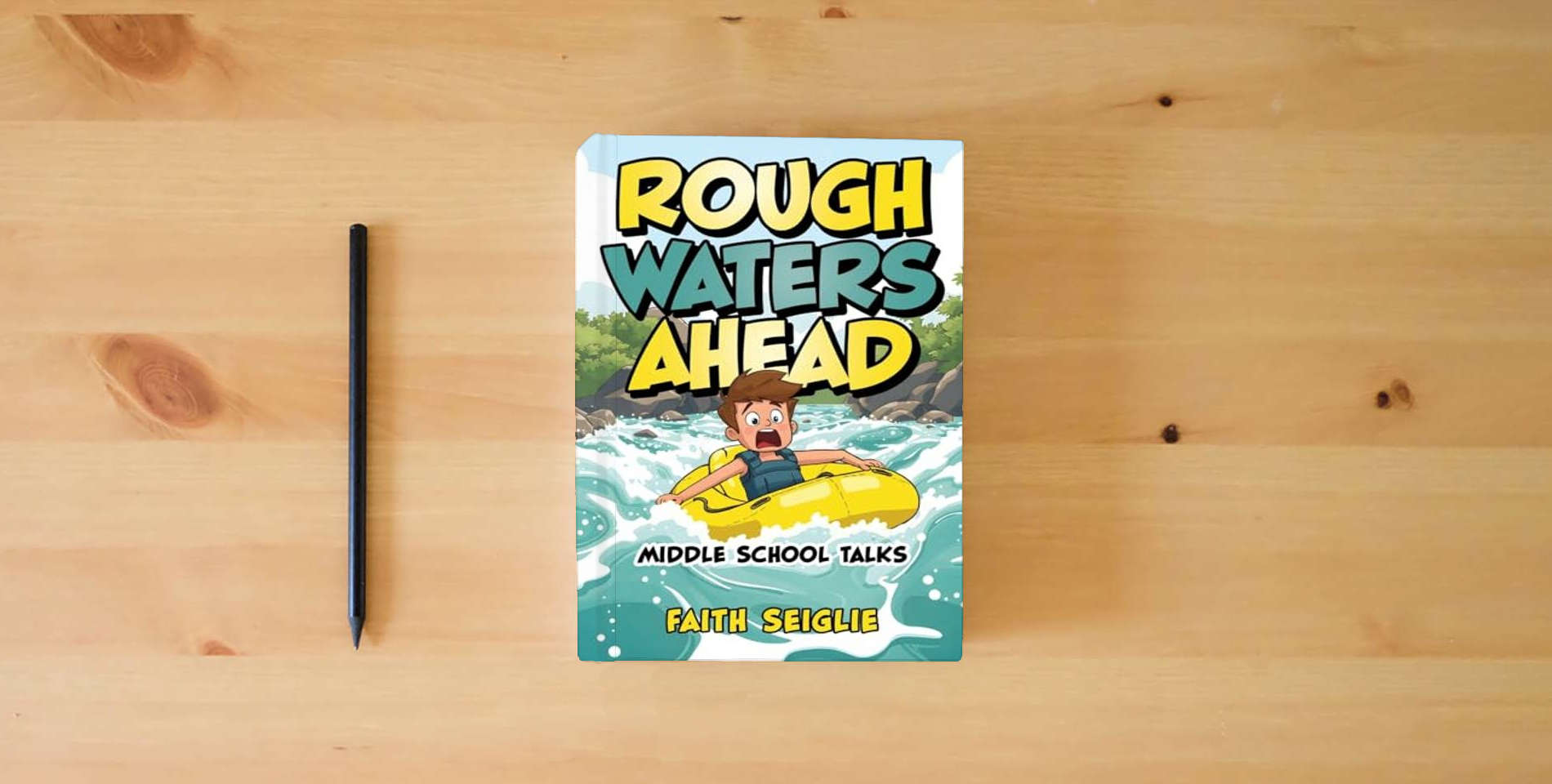 The book Rough Waters Ahead: Middle School Talks is on the table
