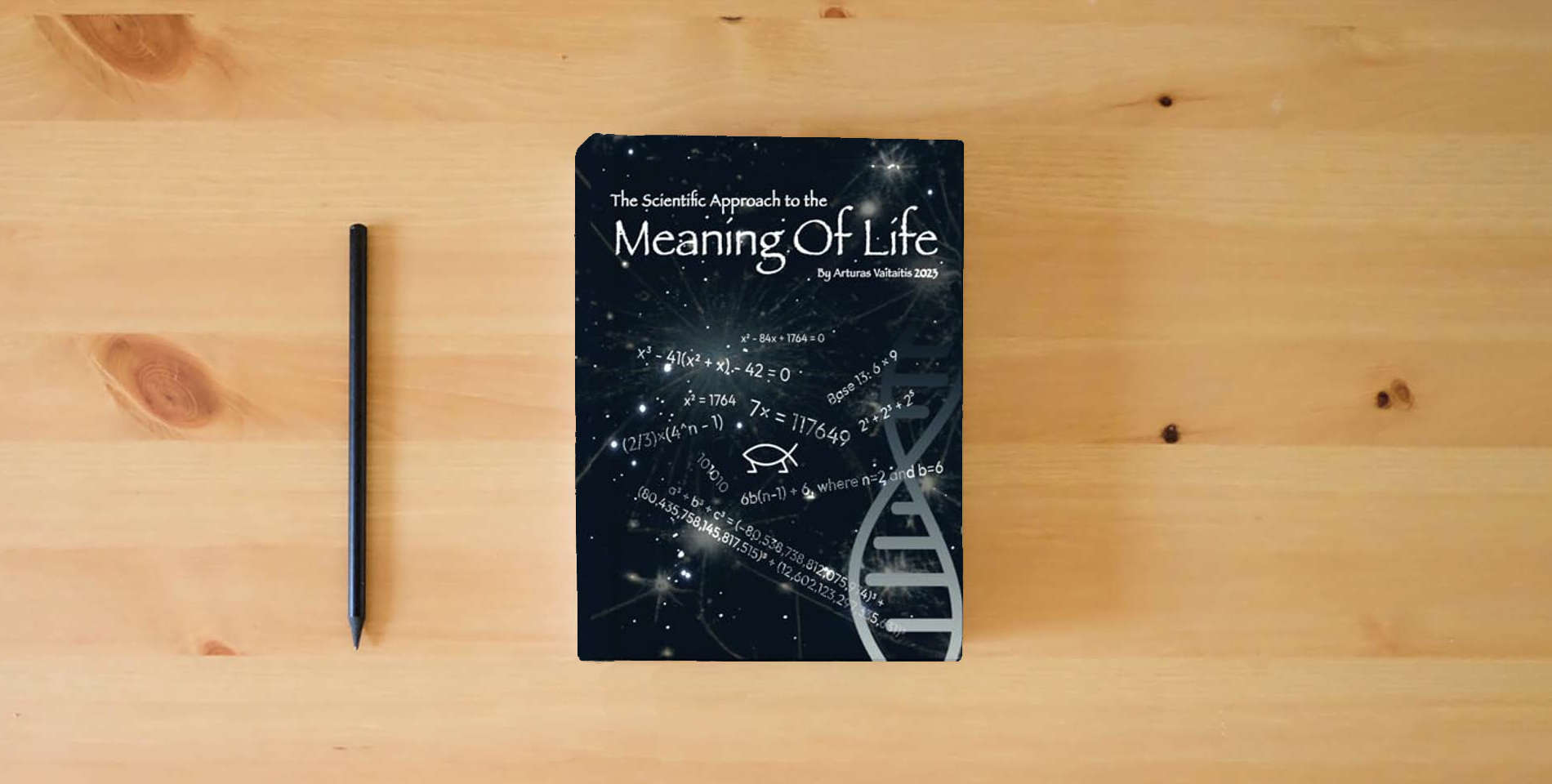 The book Scientific approach to the meaning of life is on the table