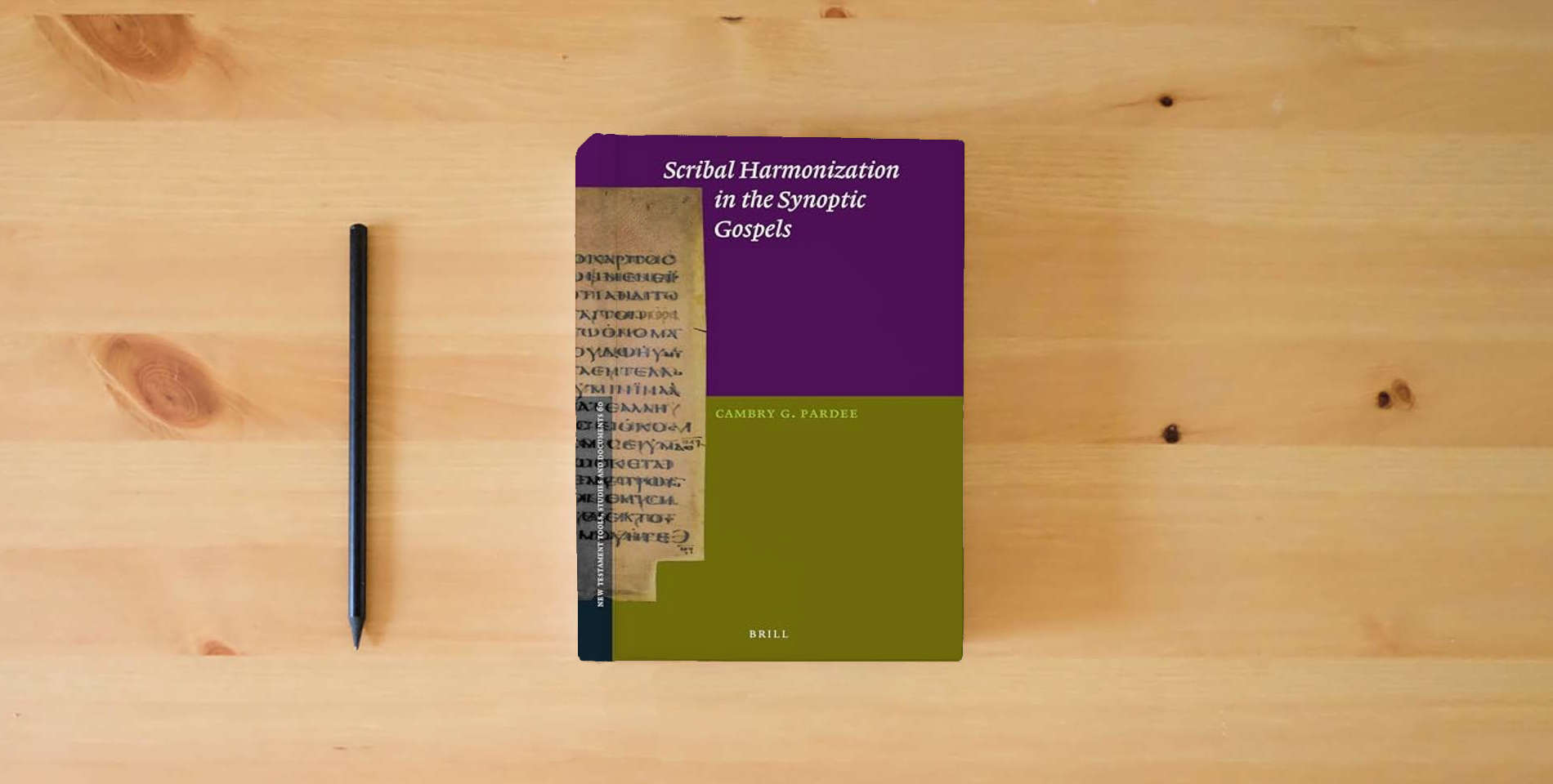 The book Scribal Harmonization in the Synoptic Gospels (New Testament Tools, Studies and Documents, 60) is on the table