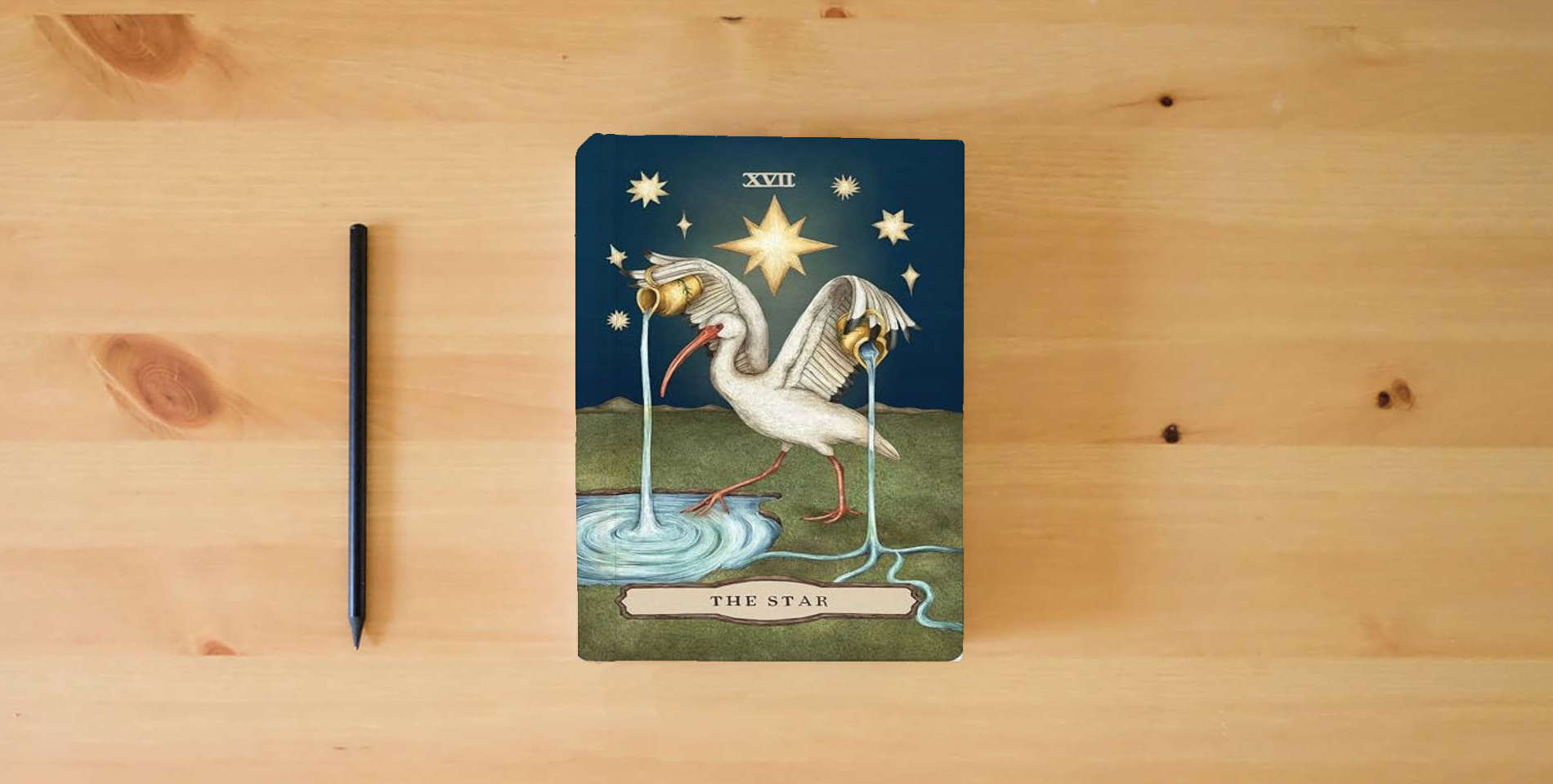 The book Tarot of the Woodland Wardens: A 78-Card Deck & Guidebook is on the table