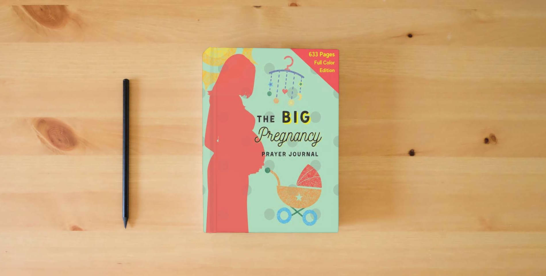 The book The Big Pregnancy Prayer Journal: Pregnancy Gifts for Mum To Be, HUGE 634-Page Devotional Gift Prayer Journal for Christians. Full Colour Interior. UK Edition. is on the table