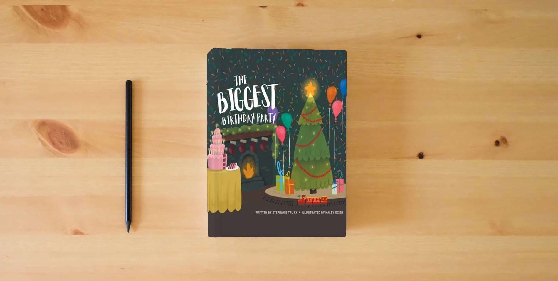 The book The Biggest Birthday Party is on the table