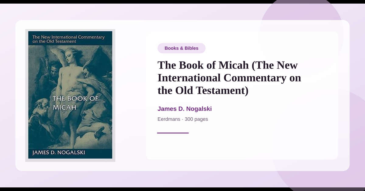Book The Book of Micah (The New International Commentary on the Old ...