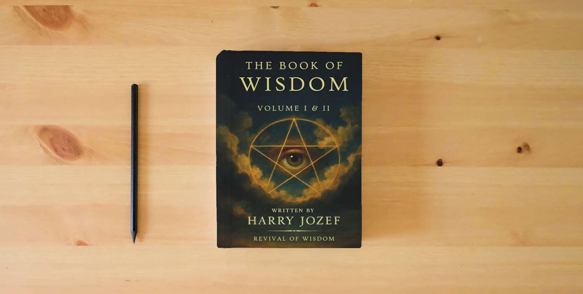 The book The Book of Wisdom: Volume 1 and 2 is on the table