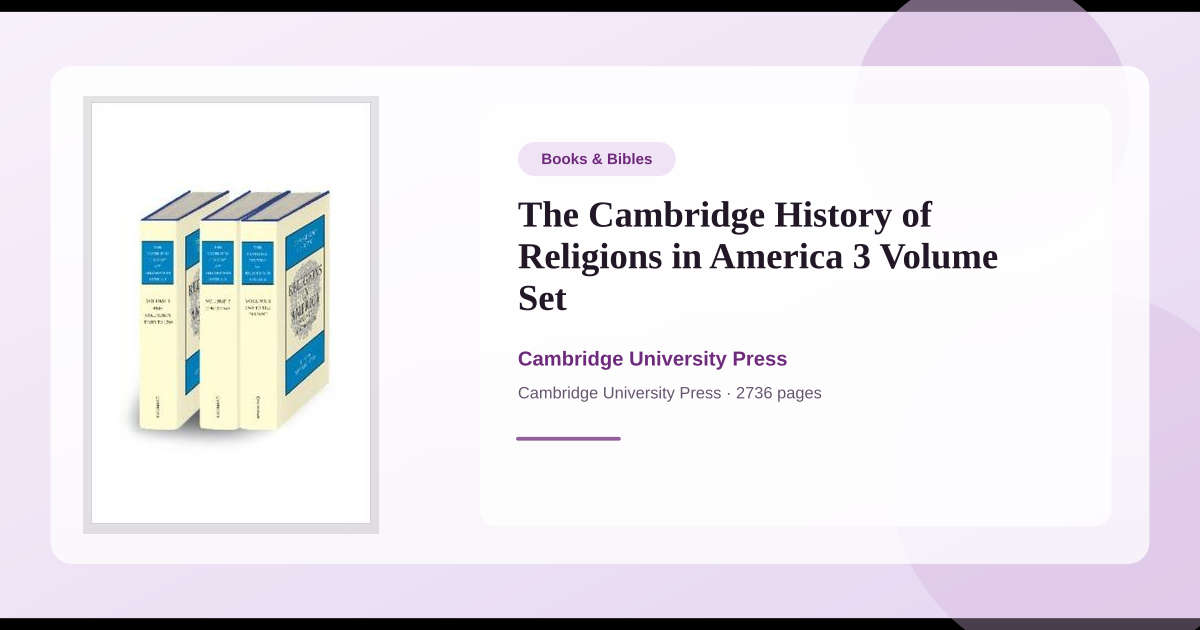 Book The Cambridge History of Religions in America 3 Volume Set → ...