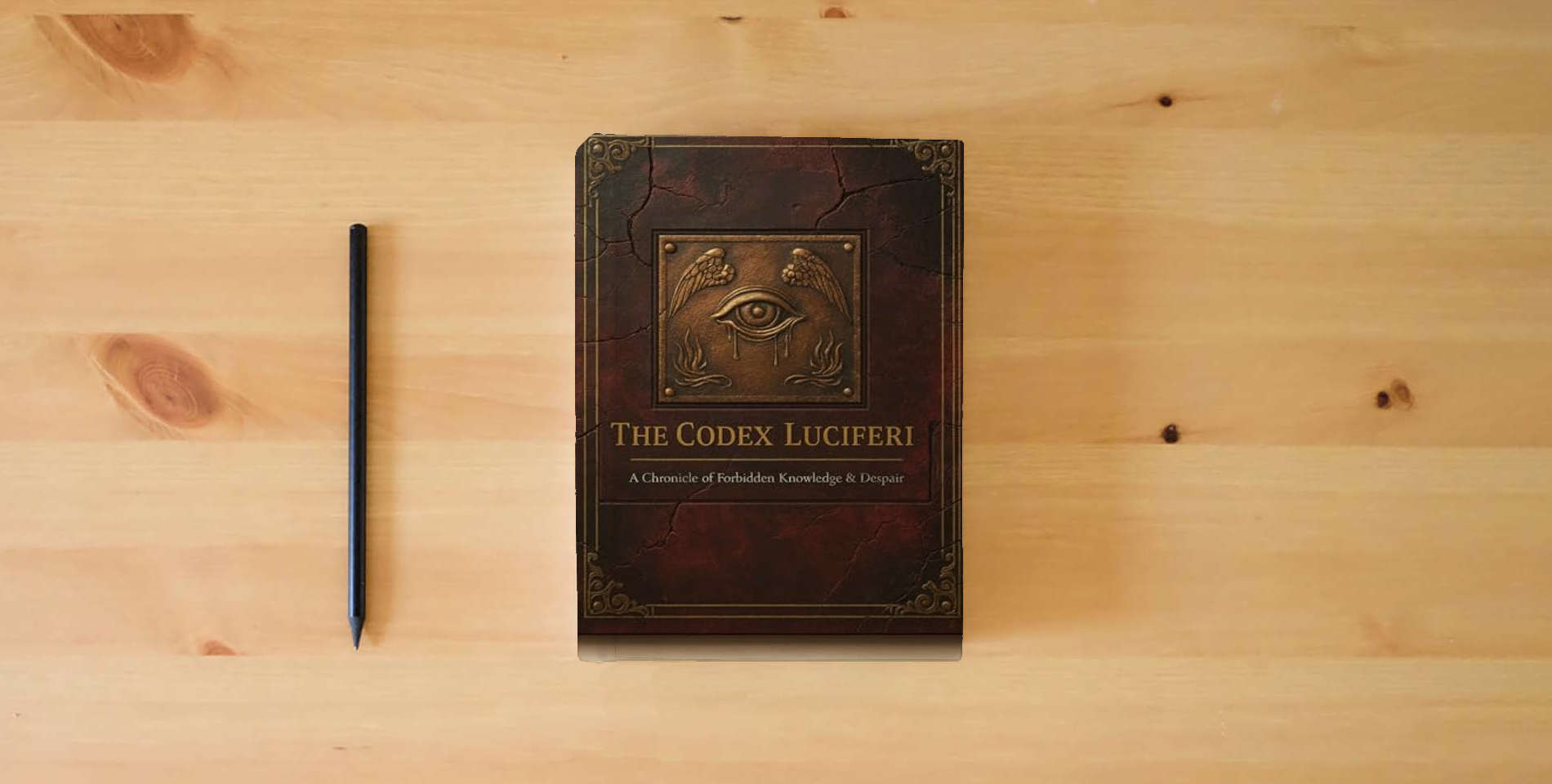The book THE CODEX LUCIFERI is on the table