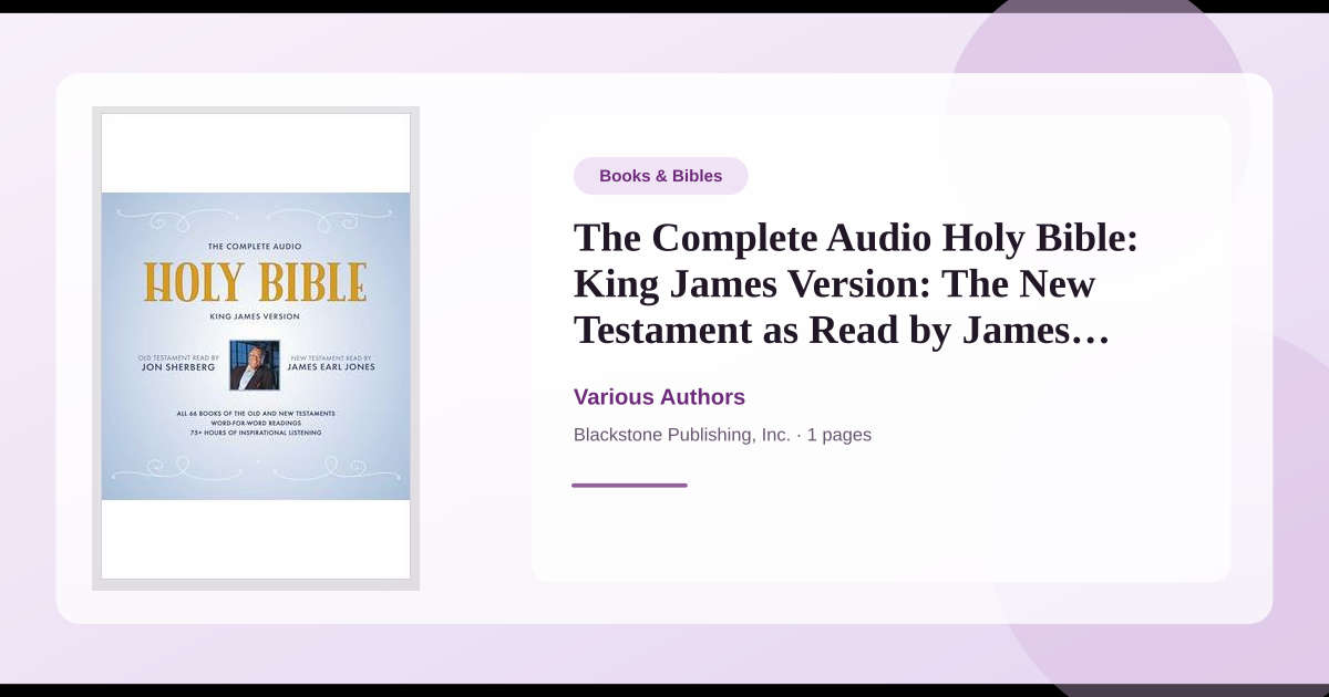 Book The Complete Audio Holy Bible: King James Version: The New ...