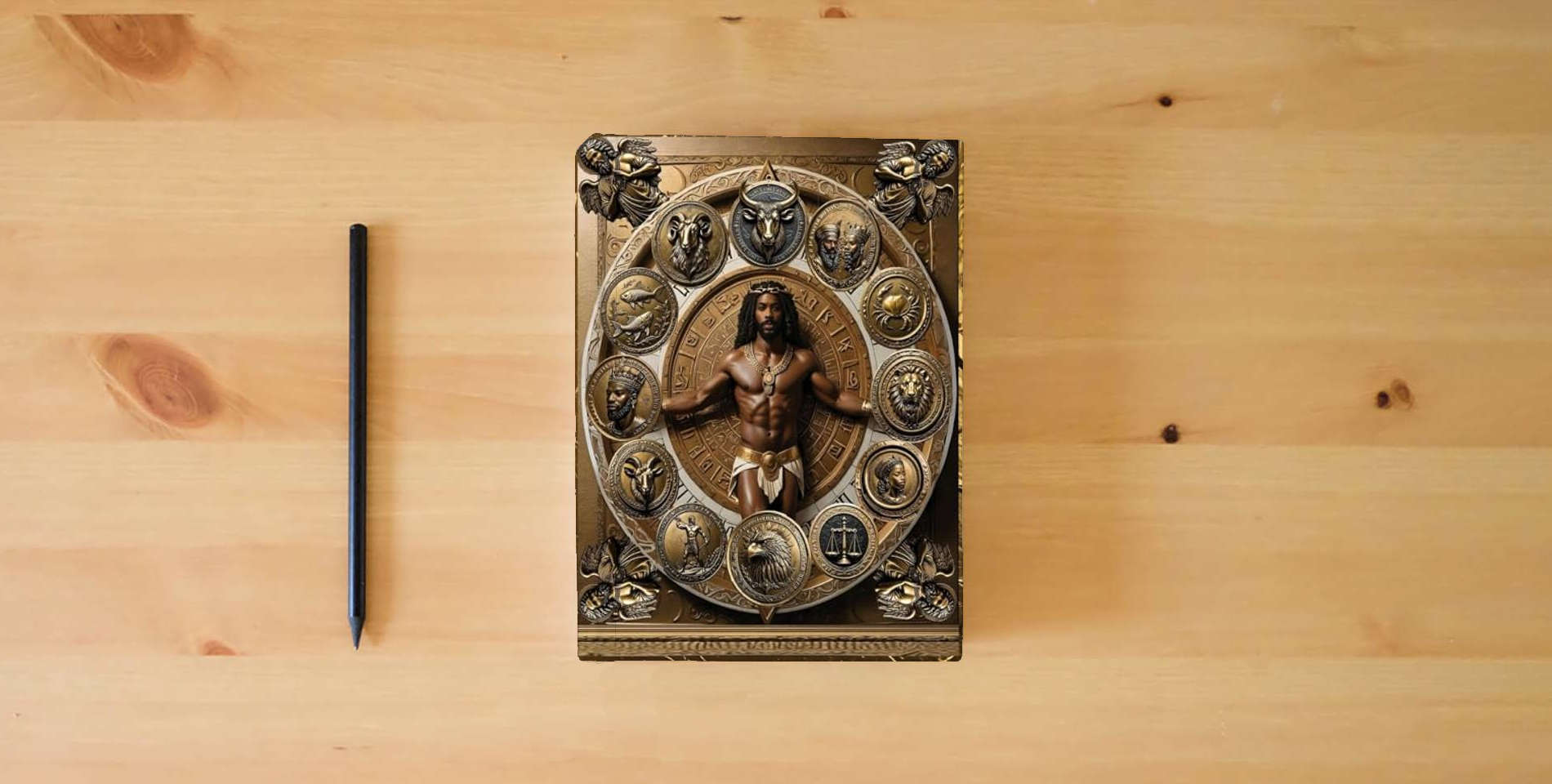 The book The Divine Secrets of the Mazzaroth - Soft Cover is on the table