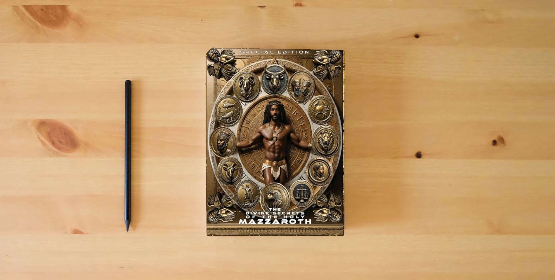 The book The Divine Secrets of the Mazzaroth is on the table