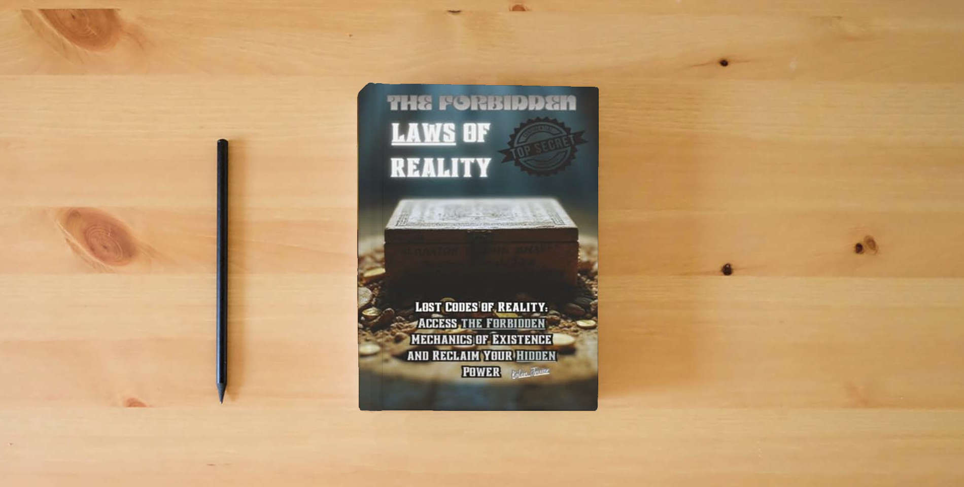The book The Forbidden Laws of Reality is on the table