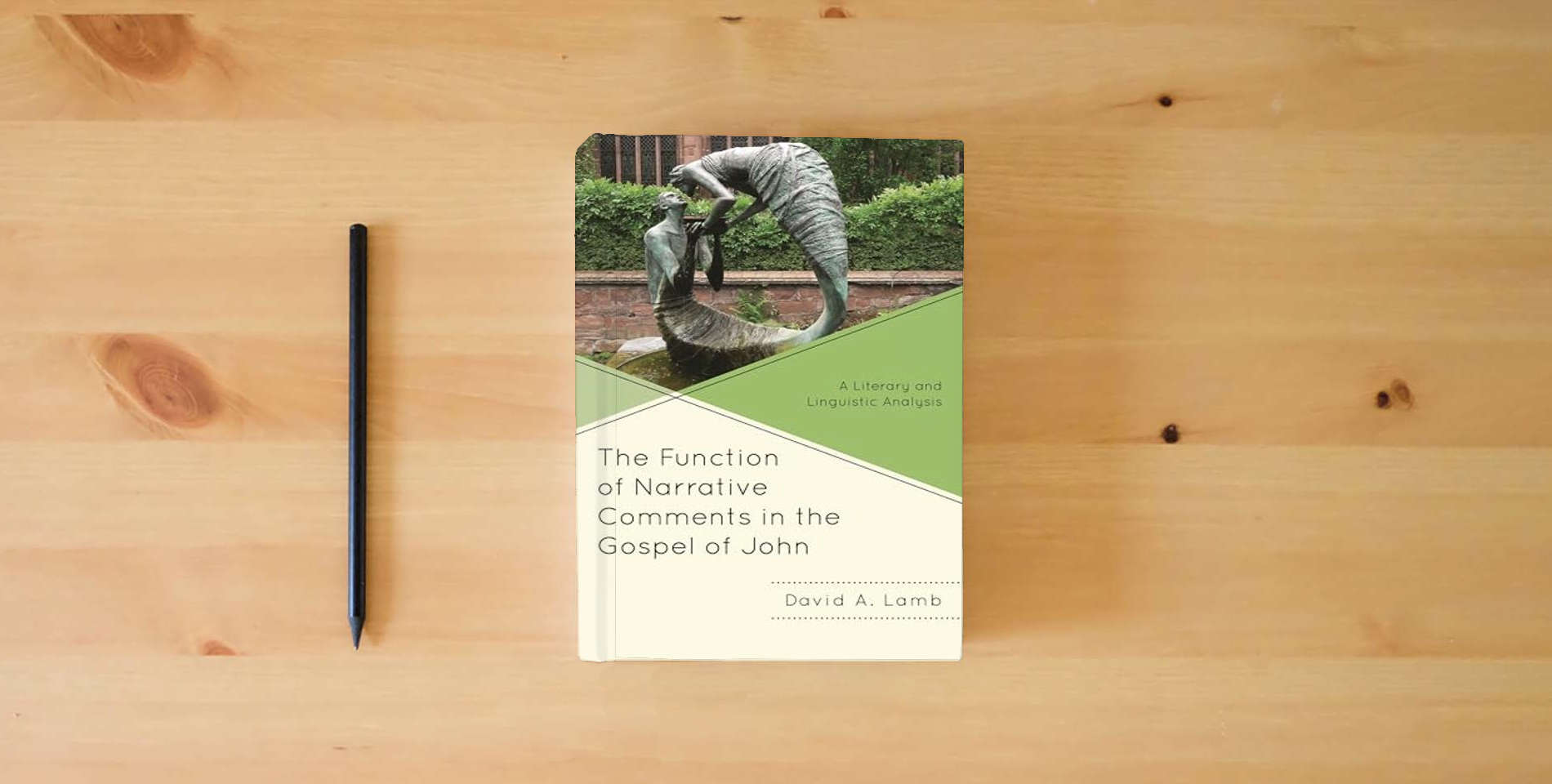 The book The Function of Narrative Comments in the Gospel of John: A Literary and Linguistic Analysis (Interpreting Johannine Literature) is on the table