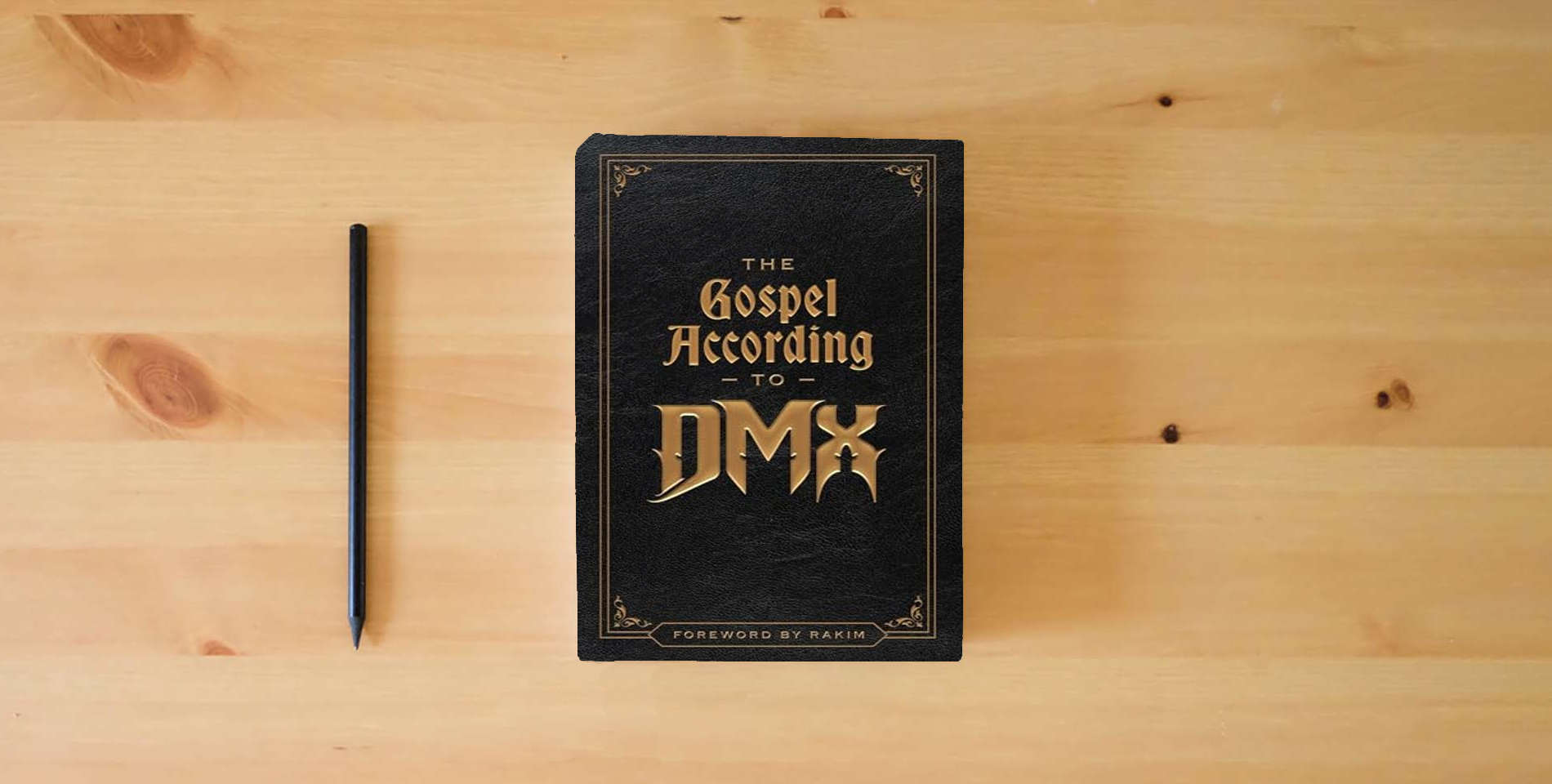 The book The Gospel According to DMX: (Foreword by Rakim) is on the table
