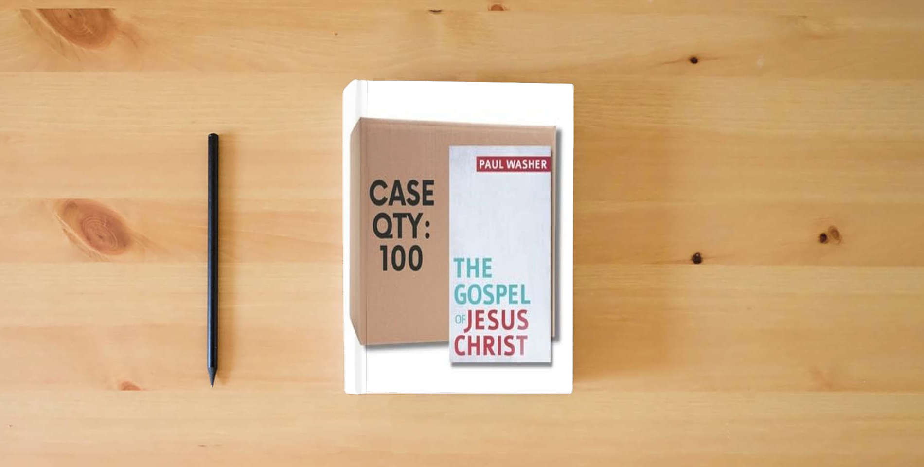 The book The Gospel of Jesus Christ - 100 Pack (Washer) is on the table
