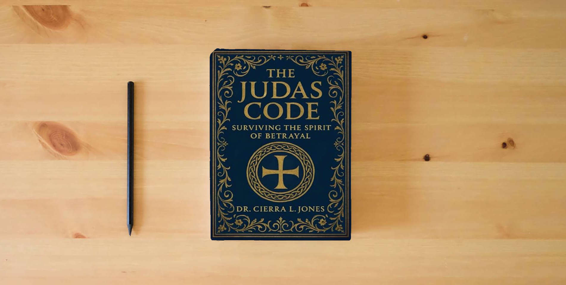 The book THE JUDAS CODE: SURVIVING THE SPIRIT OF BETRAYAL is on the table