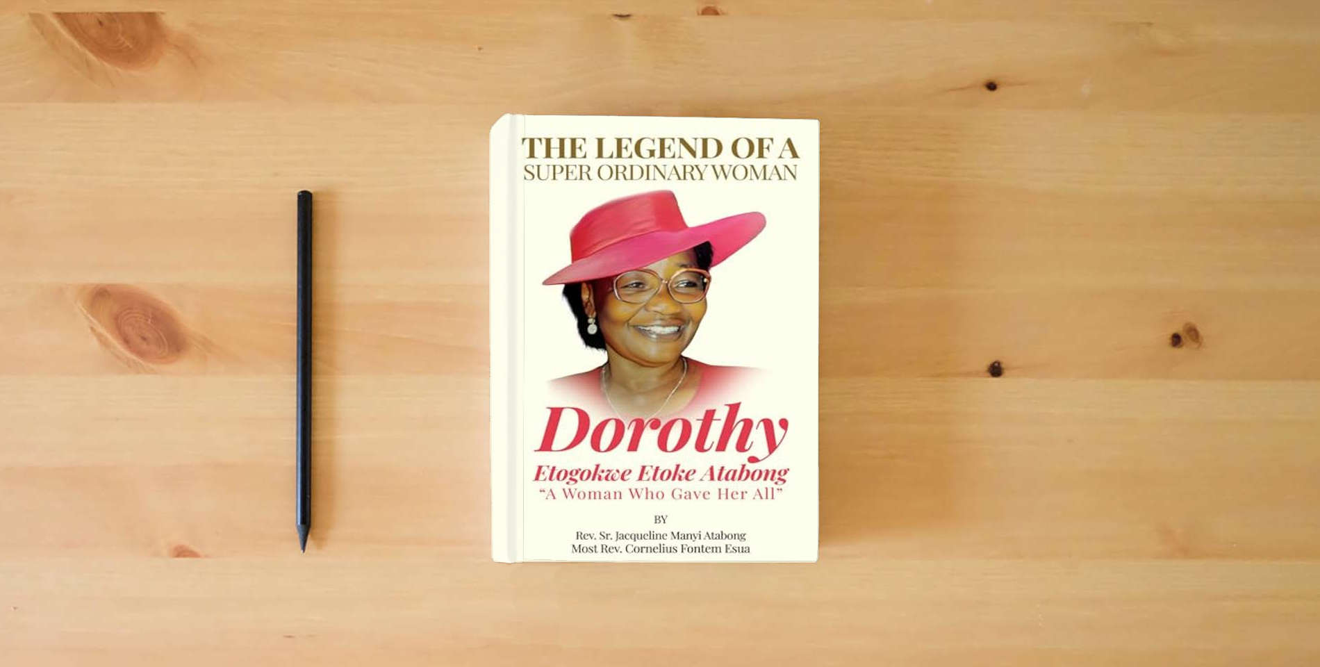 The book The Legend of A Super Ordinary Woman: A Woman Who Gave Her All is on the table