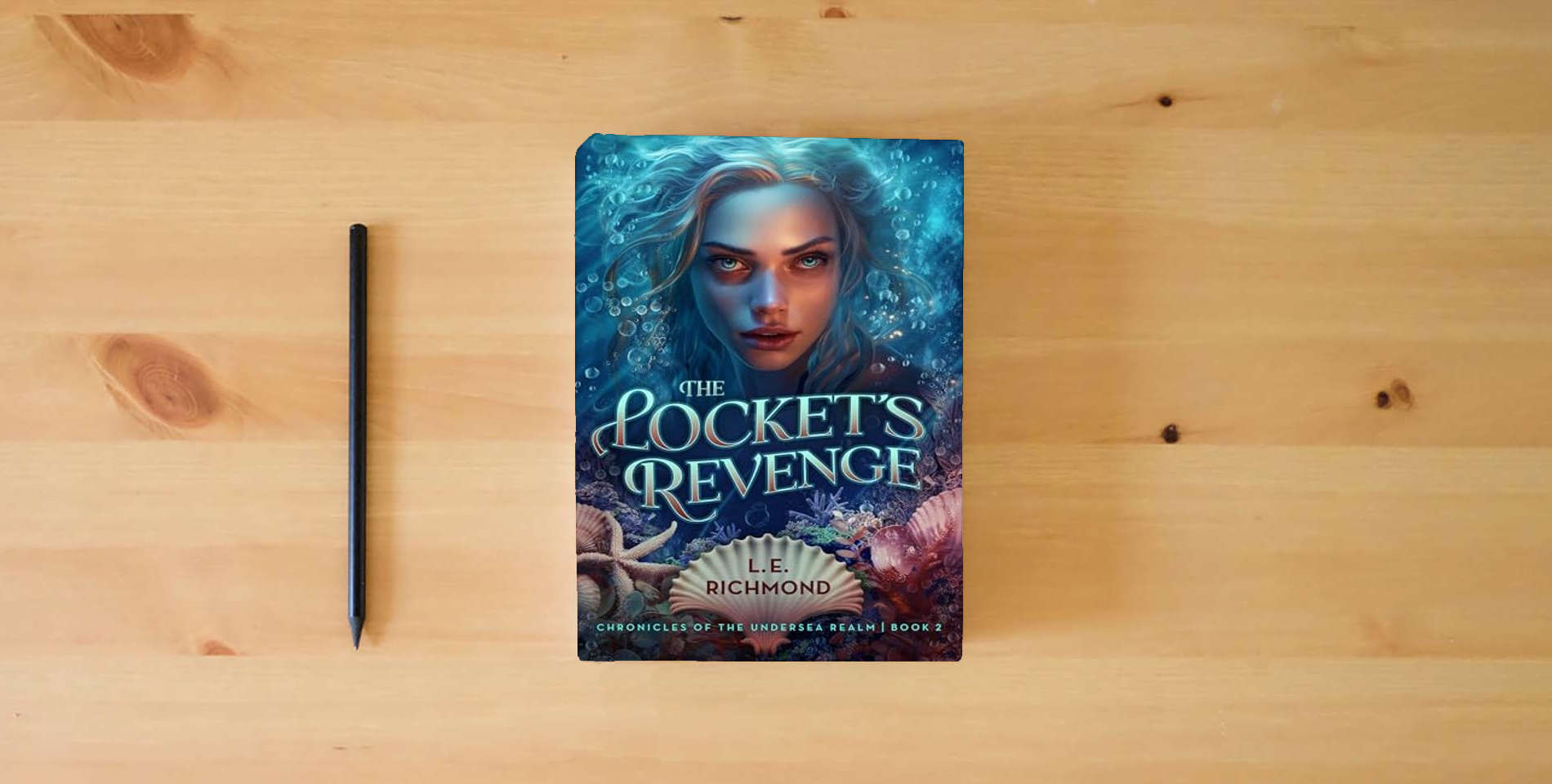 The book The Locket's Revenge (Volume 2) (Chronicles of the Undersea Realm) is on the table
