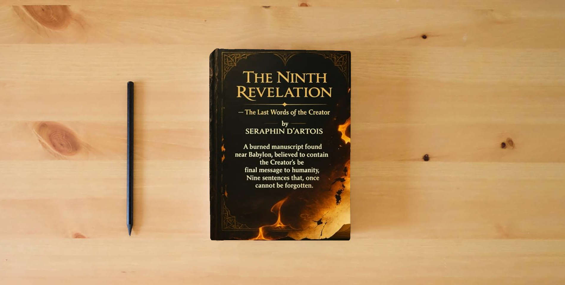 The book THE NINTH REVELATION The Last Words of the Creator is on the table